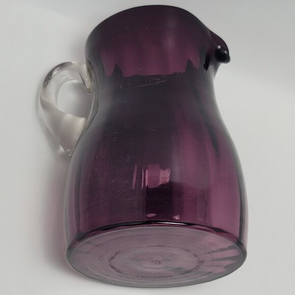 Amethyst Glass Pitcher Purple Lemonade Water JugWith Clear Handle - Picture 12 of 15